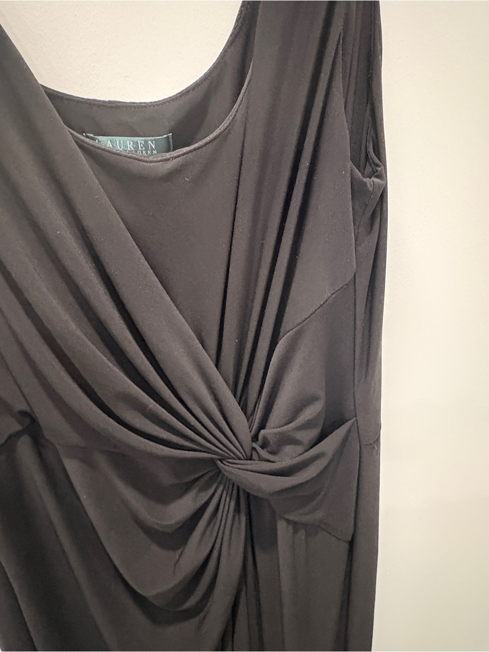 Lauren Ralph Lauren Black Twist-Front Sleeveless Dress